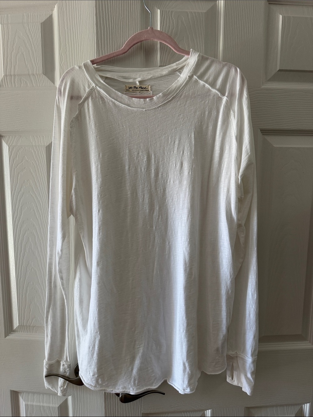 Free people- White Long Sleeve Crewneck Top